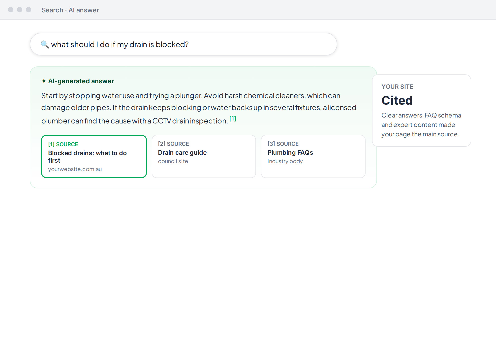 Illustration: AI-generated search answer citing your website